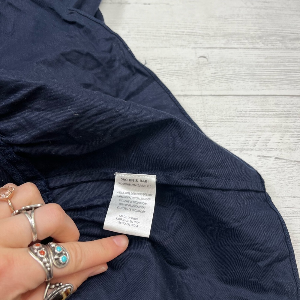 Sachin + Babi Dark Blue Maxi Dress with Light Blue and White Details - Picture 6 of 8